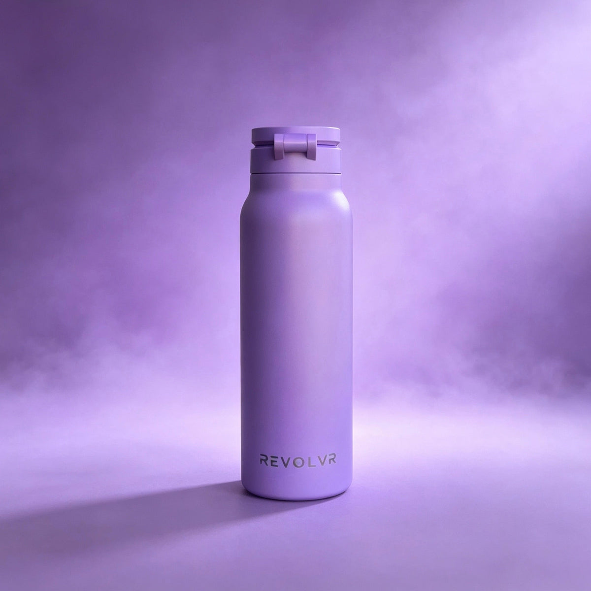 HALO PRO 750ml in Lilac, lid closed, showing the matte finish and REVOLVR wordmark